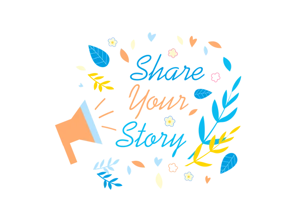 Share Your Story Social Media Promotion Banner Illustration
