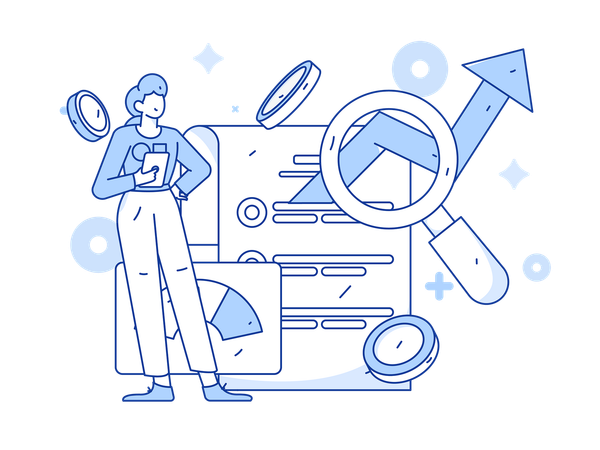 Shareholder analysing profit  Illustration