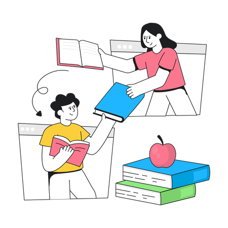 Sharing A Book  Illustration