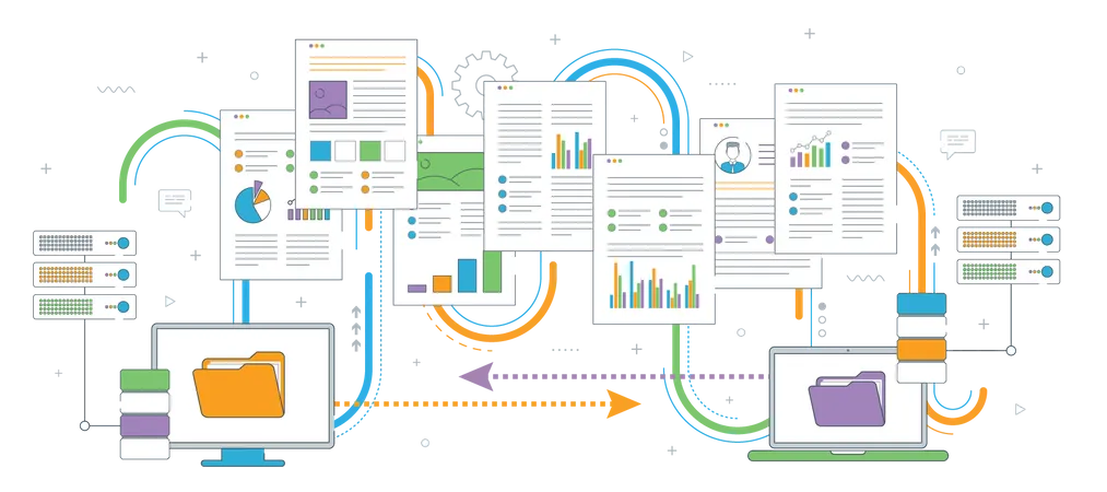 Sharing data between computer  Illustration