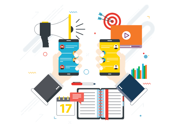 Sharing files through mobile  Illustration