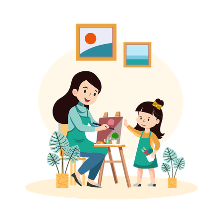 Sharing Painting Knowledge with Children  Illustration