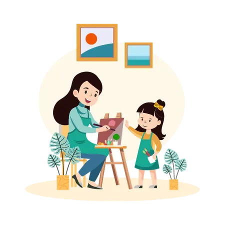 Sharing Painting Knowledge with Children  Illustration