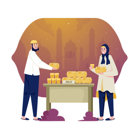 Sharing Ramadan takjil  Illustration