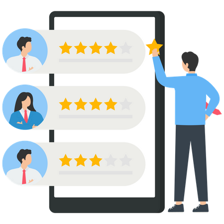 Sharing user experience and giving customer feedback  Illustration