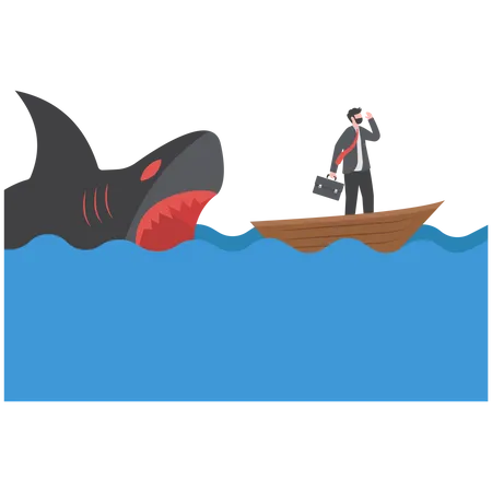 Shark attacks on businessman  Illustration