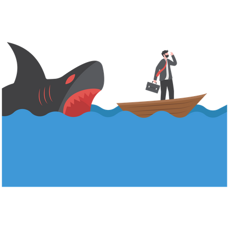 Shark attacks on businessman  Illustration