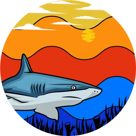 Shark coral reefs  Illustration