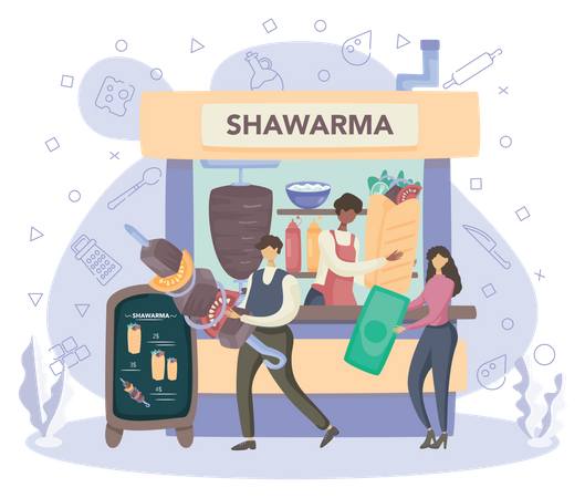 Loja de shawarma  Ilustração
