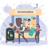 shawarma shop illustration svg