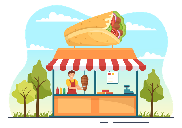 Shawarma Street Shop  Illustration