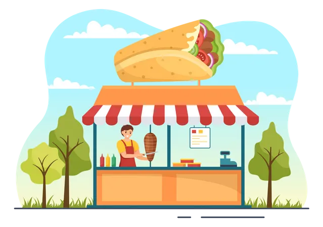 Shawarma Street Shop  Illustration