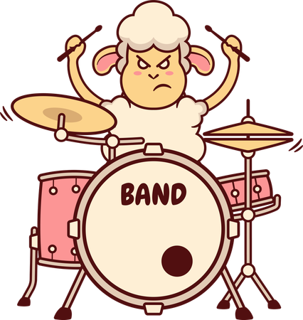 Sheep playing drum  Illustration