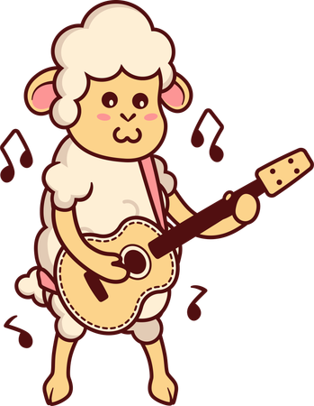 Sheep playing guitar  Illustration