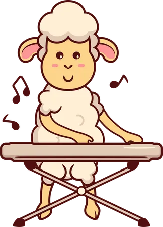 Sheep playing Musical piano  Illustration