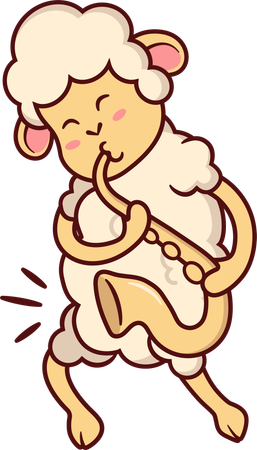 Sheep playing trumpet  Illustration