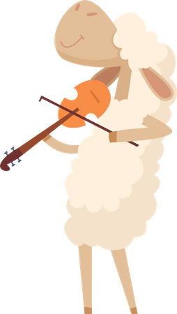 Sheep playing violin Illustration