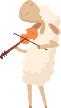 Sheep playing violin  Illustration