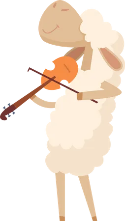 Sheep playing violin  Illustration