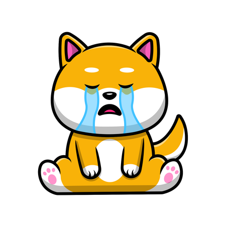 Cachorro Shiba Inu chorando  Ilustração