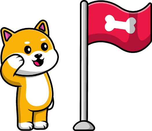 Bandeira de Osso de Respeito ao Cachorro Shiba Inu  Ilustração