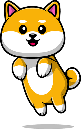 Cachorro Shiba Inu pulando  Ilustração