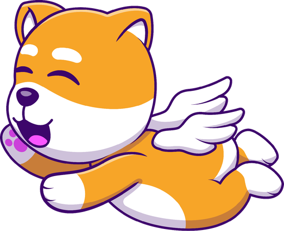 Shiba Inu Dog Flying With Wing  Illustration