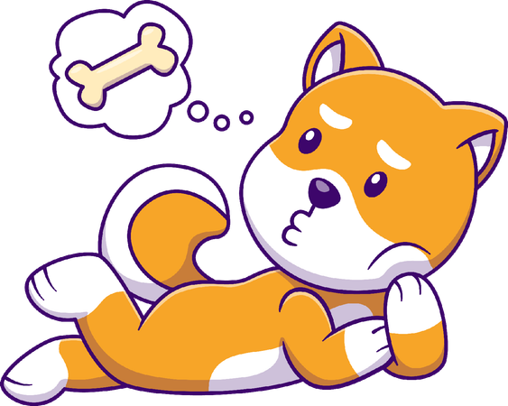 Shiba Inu Dog Imagine A Bone  Illustration