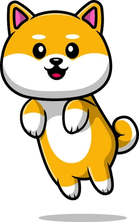 Shiba Inu Dog Jumping  Illustration