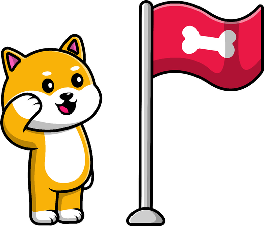 Shiba Inu Dog Respect Bone Flag  Illustration