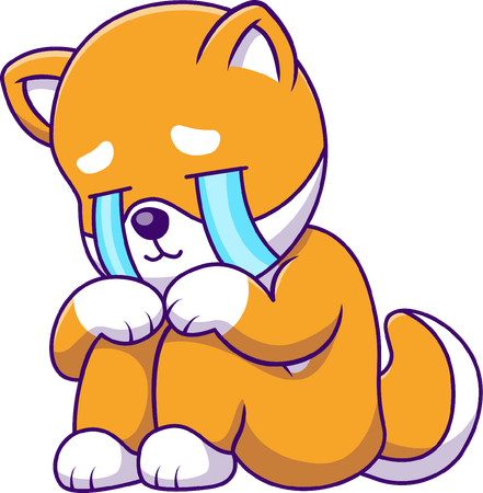 Shiba Inu Dog Sitting Crying  Illustration