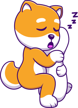 Shiba Inu Dog Sleeping Hug Pillow  Illustration