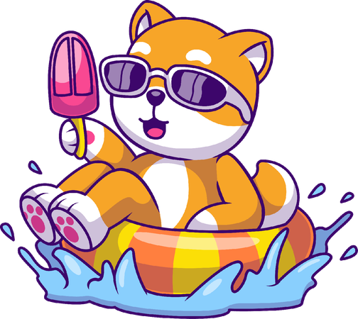Shiba Inu Dog Summer  Illustration