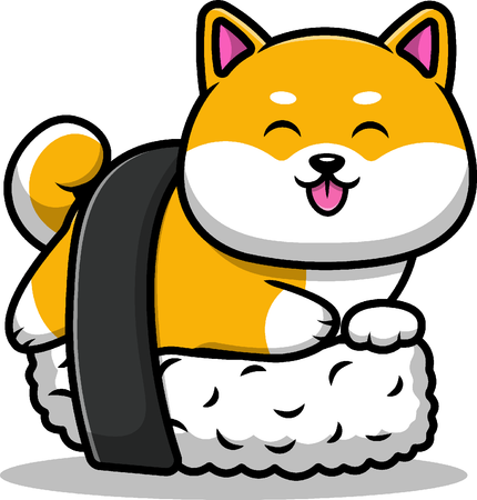 Shiba Inu Dog Sushi  Illustration