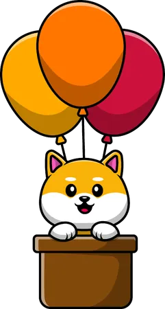 Shiba Inu em balão de ar quente  Ilustração