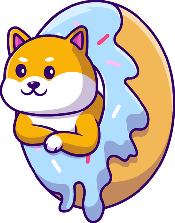 Shiba Inu In Doughnut  Illustration