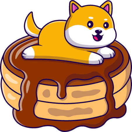 Shiba Inu Lying On Pancake  Illustration