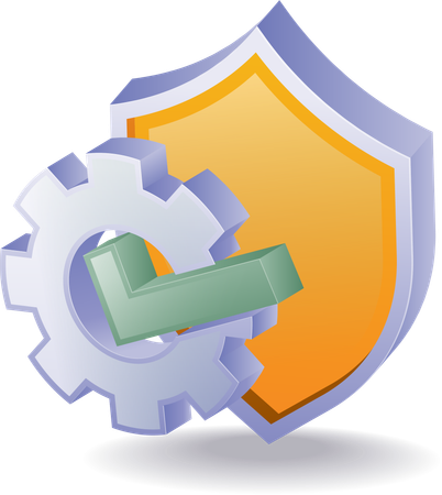 Shield and check mark security symbol  Illustration