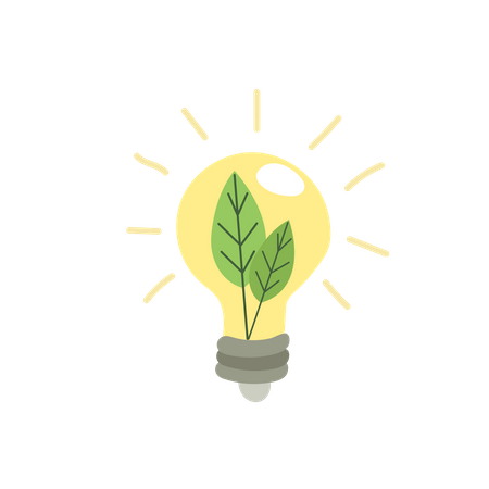 Shining electric ecology light bulb with leaf inside  Illustration