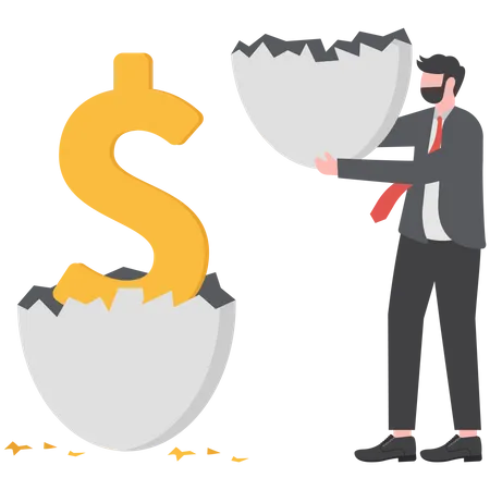 Growth Or Value Stocks Investment Earning Or Dividends From Stock Market Metaphor Or Profit And Return From Investment Asset Concept Shiny Eggs With One Hatched As US Dollar Money Sign Illustration