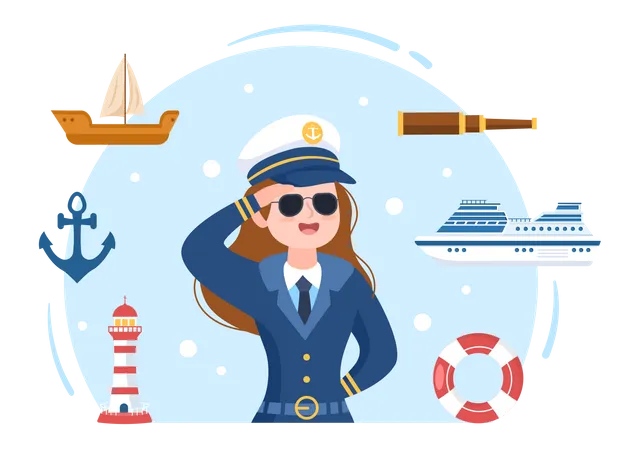 Ship captain Illustration