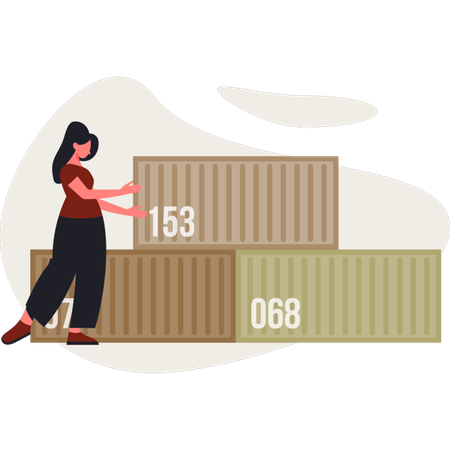 Shipping girl at warehouse  Illustration