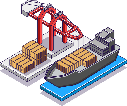 Shipping goods by sea  Illustration