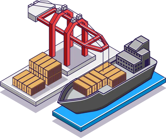 Shipping goods by sea  Illustration