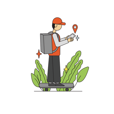 Shipping Guy on Skateboard  Illustration