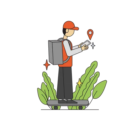 Shipping Guy on Skateboard  Illustration