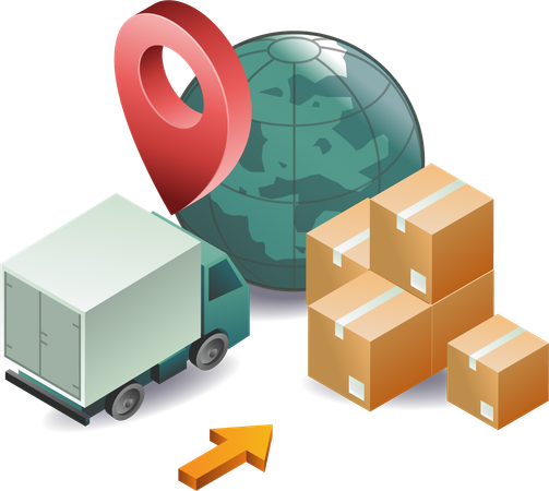 Shipping packages between countries  Illustration