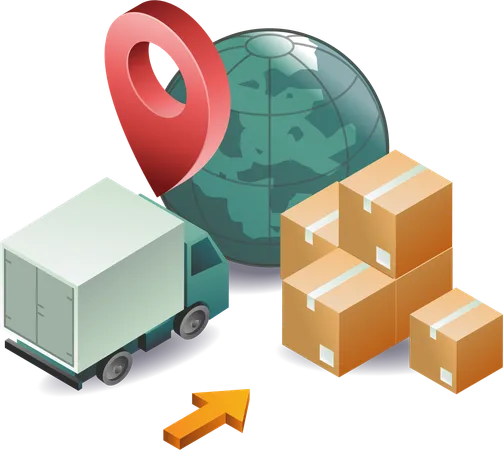 Shipping packages between countries  Illustration