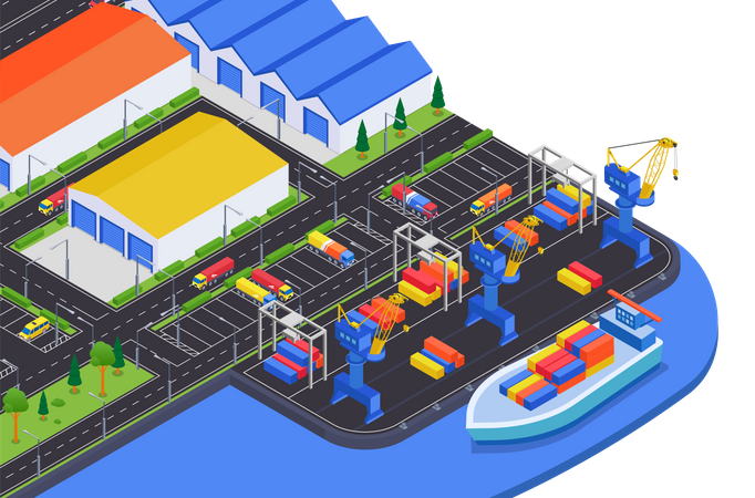 Shipping port Illustration