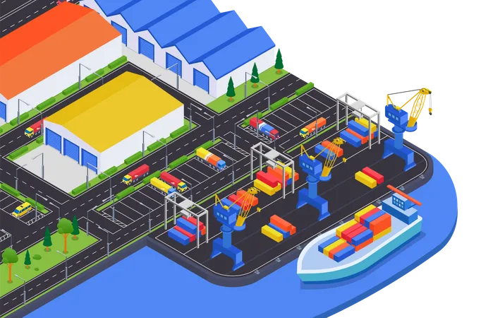 Shipping port  Illustration